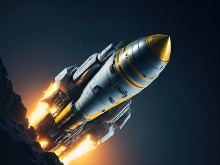 Rocket starts into space. ai generative.の素材