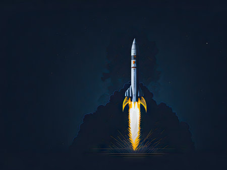 launching space rocket. ai generative.の素材