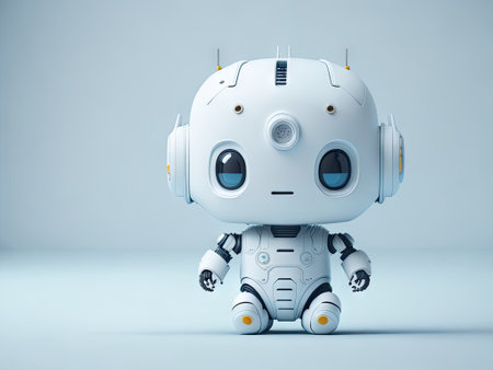 Cute baby robot illustration 3d style on white background. ai generative.の素材