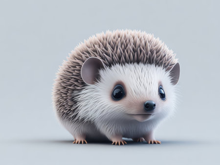 Cute baby hedgehog illustration 3d style on white background. ai generative.の素材