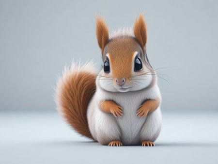 Cute baby squirrel on white background. ai generative.の素材