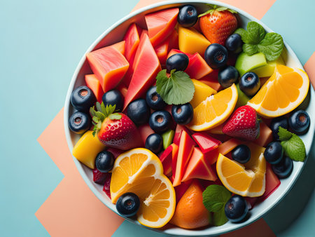 Fresh fruit salad minimal and clean. ai generative.の素材