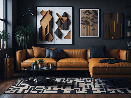 modern living room. ai generative.の素材