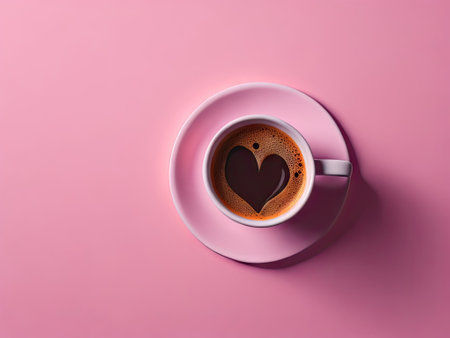 coffee cup isolated on a pastel pink background. ai generative.の素材
