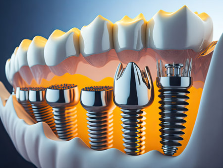 Dental implant prothesis with screw. ai generative.の素材