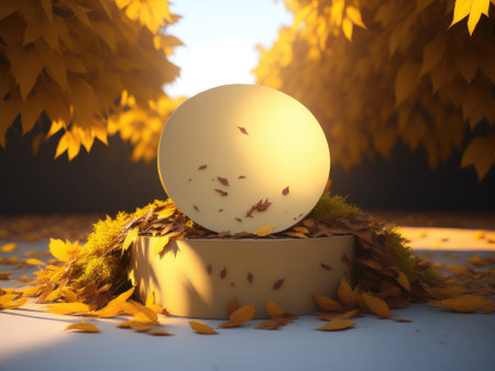 podium for product with autumn leaves. copy-paste. ai generative.の素材