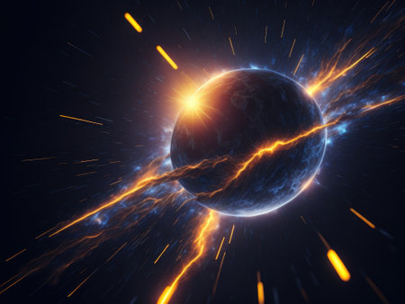 Warp Speed Journey Through the Multiverse on black background. ai generative.の素材