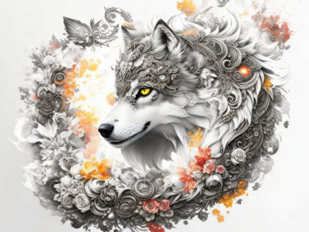 wolf portrait design. ai generative.の素材