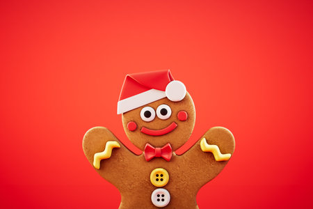 christmas cookies man on red background. 3d rendering.