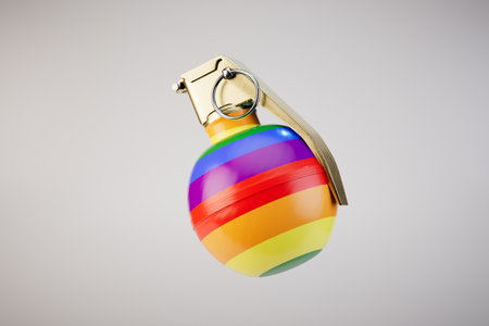 grenade in the colors of the LGBT community on a pastel background. 3D rendering.の写真素材