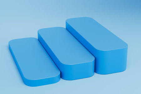 geometric steps cubes design blue background. 3d rendering.