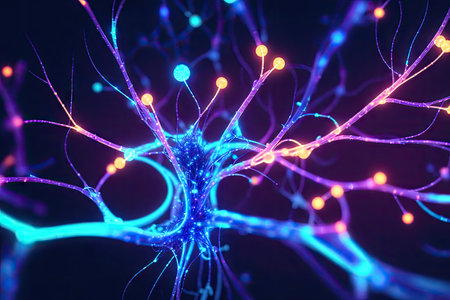 Neurons nerve cell ai generative.の素材