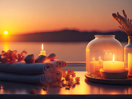 Beautiful spa composition background. ai generative.の素材