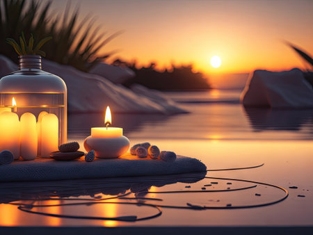 Beautiful spa composition background. ai generative.の素材