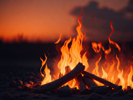 Campfire fire flamesbright image saturation. ai generative.の素材