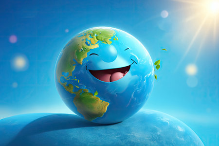 Creative 3d character planet smile, environment concept ai generative.の素材