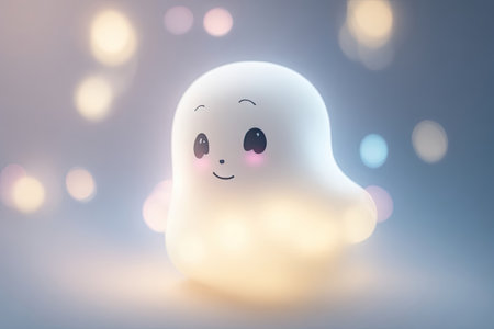 cute Halloween ghost, isolated on pastel background, ai generative.の素材