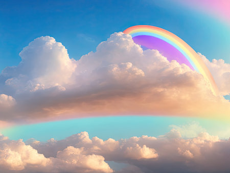 concept gentle with rainbow and color cloud. ai generative.の素材