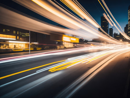 abstract long exposure dynamic speed light. ai generative.の素材