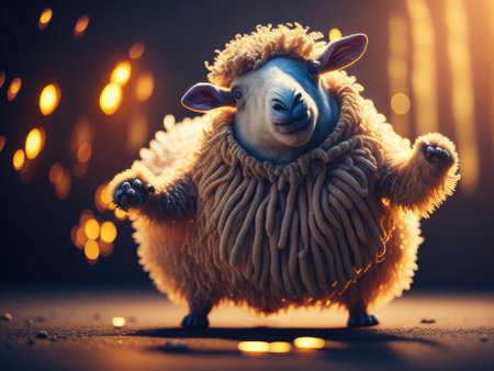 dancing sheep on disco background. ai generative.の素材