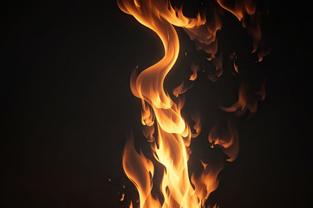 A burning flame On a black background, ai generative.の素材