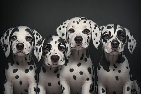 portrait of a cute dalmatian on dark background studio, ai generative.の素材