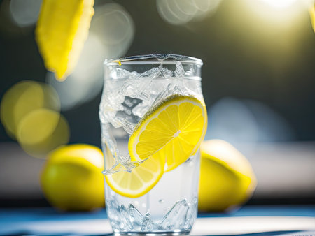 glass of lemonade illustration. ai generative.の素材