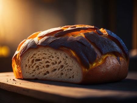 closeup of artisan loaf with enticing mix corns. ai generative.の素材