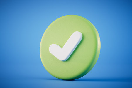 completed task icon isolated on blue background. 3d rendering.の写真素材
