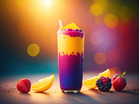 smoothie isolated bright image colorful bokeh background. ai generative.の素材