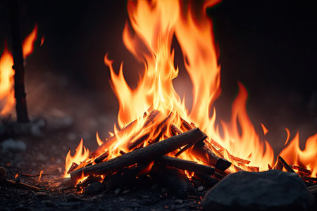 Campfire flames. ai generative.の素材