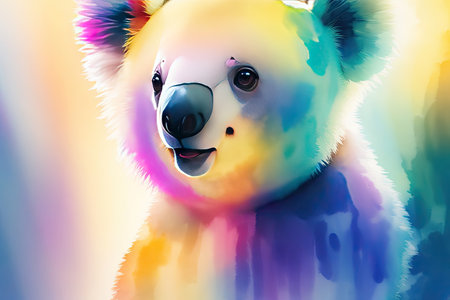 koala bear transparent watercolor abstract. ai generative.の素材