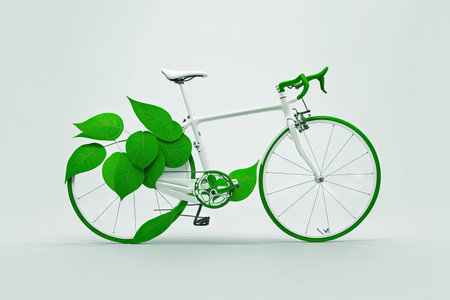 bike shape created of green leaves. ai generative.の素材