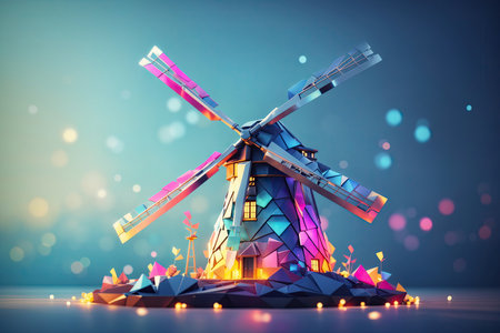 old abstract windmill, energy concept.の素材