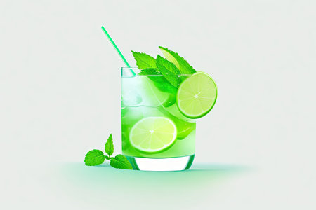 a flat illustration of a mojito. ai generative.の素材