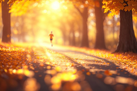 Autumn running concept. ai generative.の素材