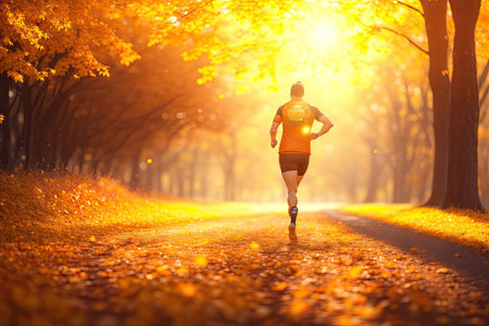 Autumn running concept. ai generative.の素材