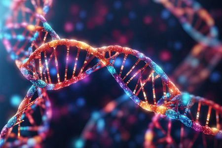 DNA molecules on the beautiful backdrop.の素材