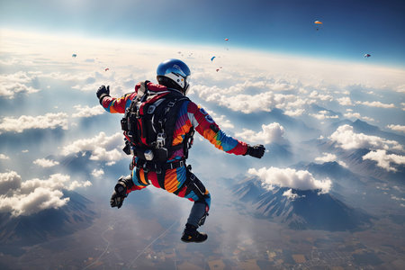 Skydive free fall extreem sport background.の素材