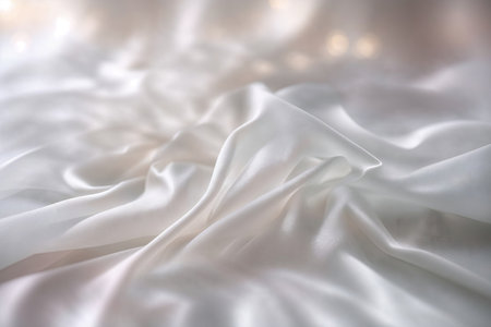 Draped with waves lightweight semitransparent fabric white colorの素材