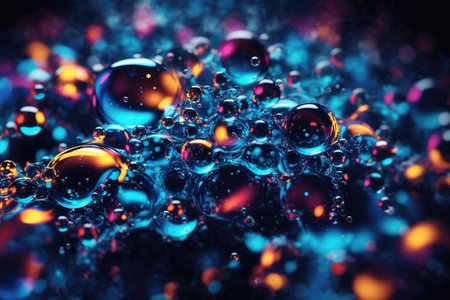 Bubbles of blue colors abstract background for design.の素材