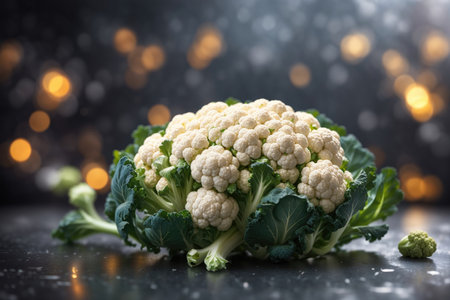 Organic cauliflower on wooden background.の素材