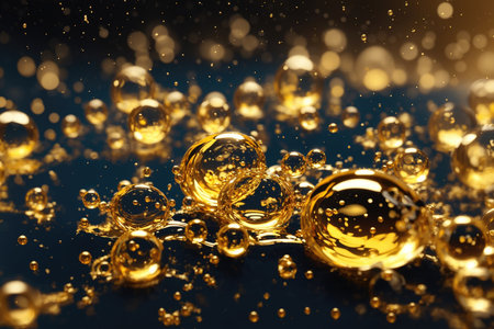 golden drops of oil or serum surface backgroundの素材