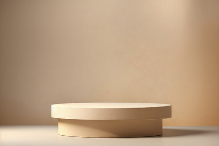 Wood podium with green leaves and natural stones. Abstract podium for organic cosmetic products.の素材