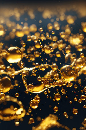 golden drops of oil or serum surface backgroundの素材