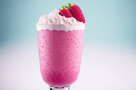 Raspberry milkshake isolated on white background. ai generative.の素材