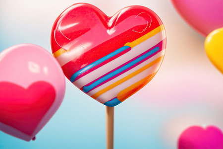 A beautiful love closeup colorful heart shaped. ai generative.の素材