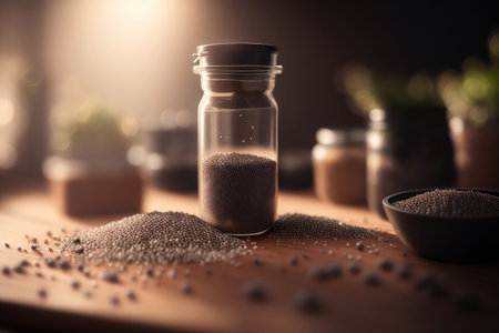 Chia Seeds in the kitchen table. ai generative.の素材