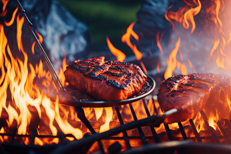 Barbecue Party Juicy grilled meat Grilling. ai generative.の素材