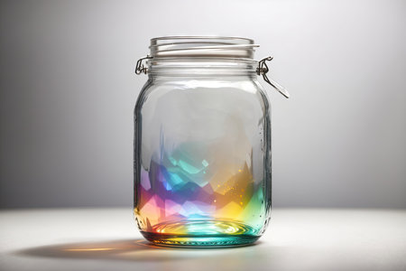 Glass jar with lid on white background, mocup design.の素材